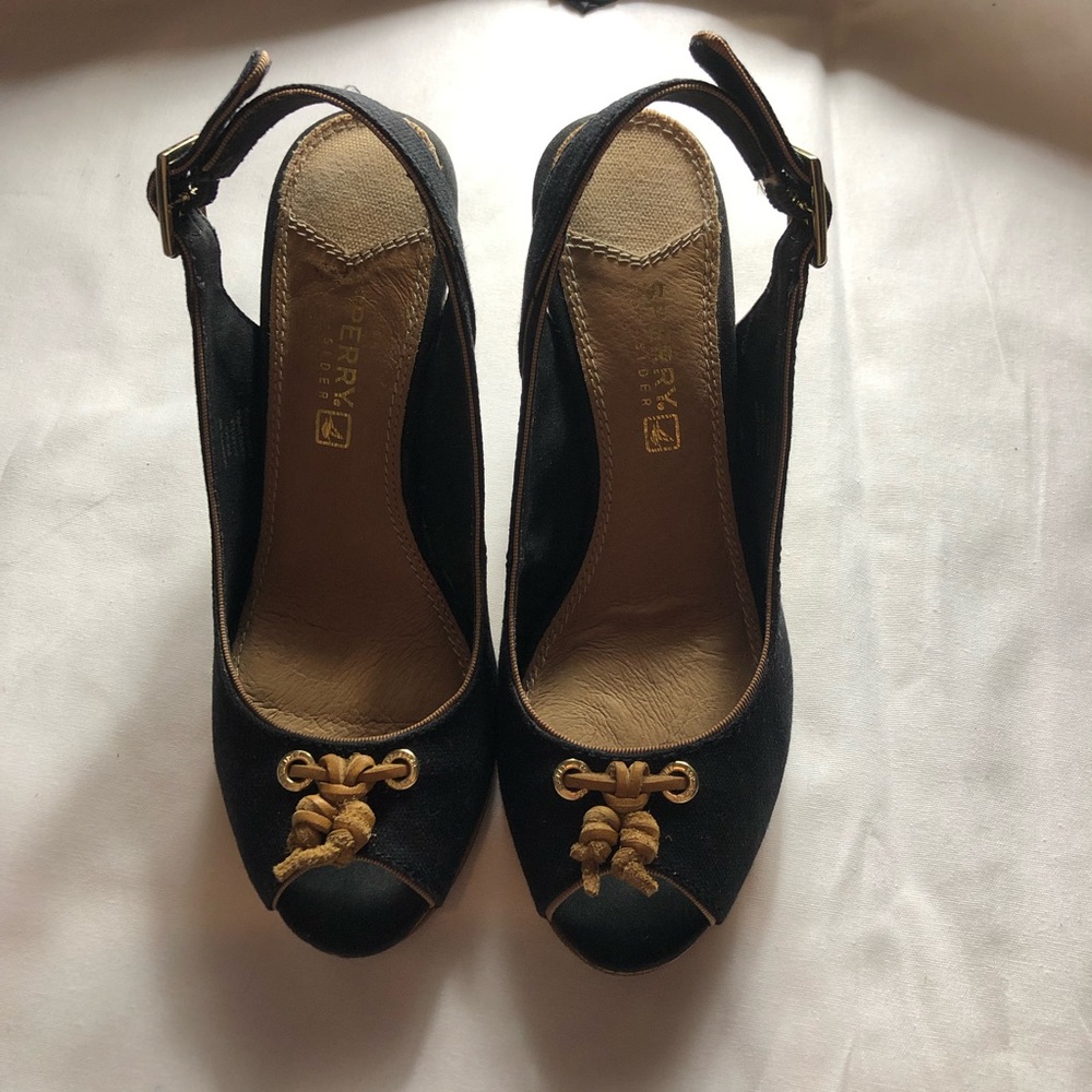 Sperry open toe wedges